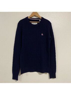 Jack Wills Sweater Women’s Size 4 Navy Cable knit Merino Wool Blend Sweater
